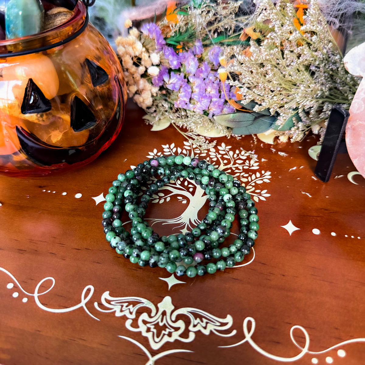 Ruby Zoisite 4mm Bracelet, Emotional Healing, Heart Chakra
