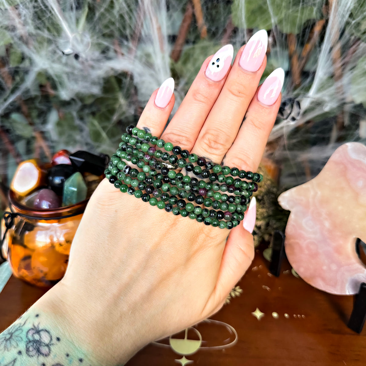 Ruby Zoisite 4mm Bracelet, Emotional Healing, Heart Chakra