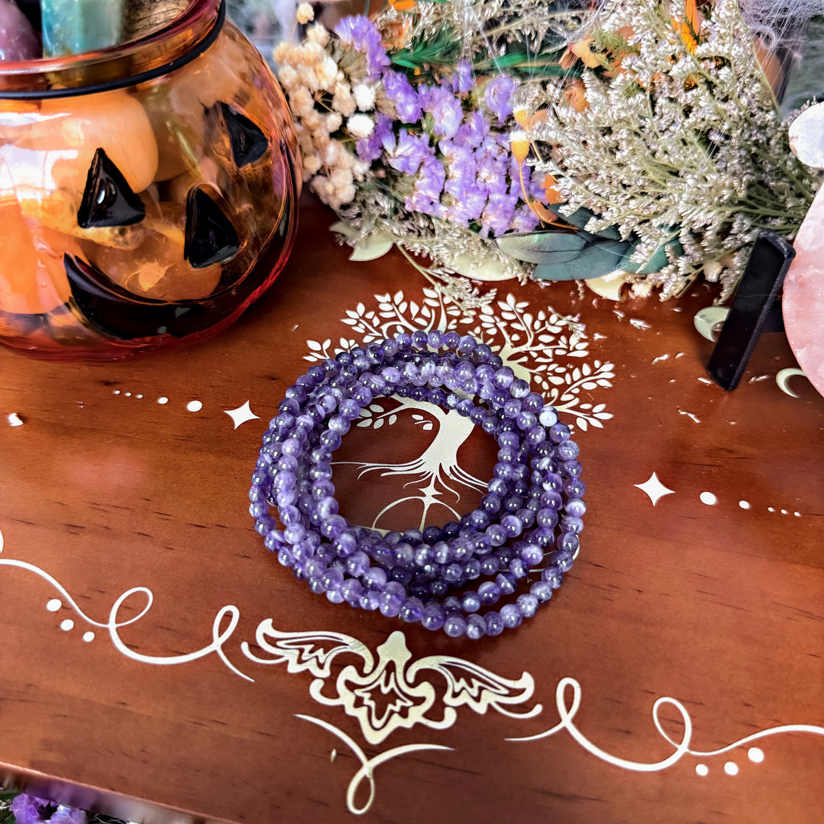 Dream Amethyst 4mm Bracelet, Stress Relieving, Third Eye Chakra