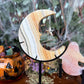 Dendritic Orange Calcite Moon Carving, Joy & Happiness, Emotional Balance