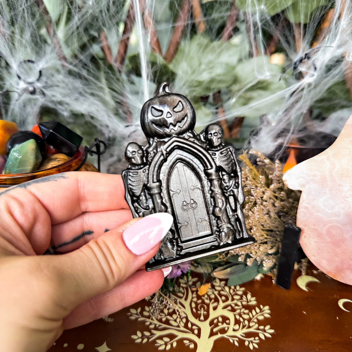 Silver Sheen Obsidian Skeleton Crypt, Powerful Protection, Purifying Stone
