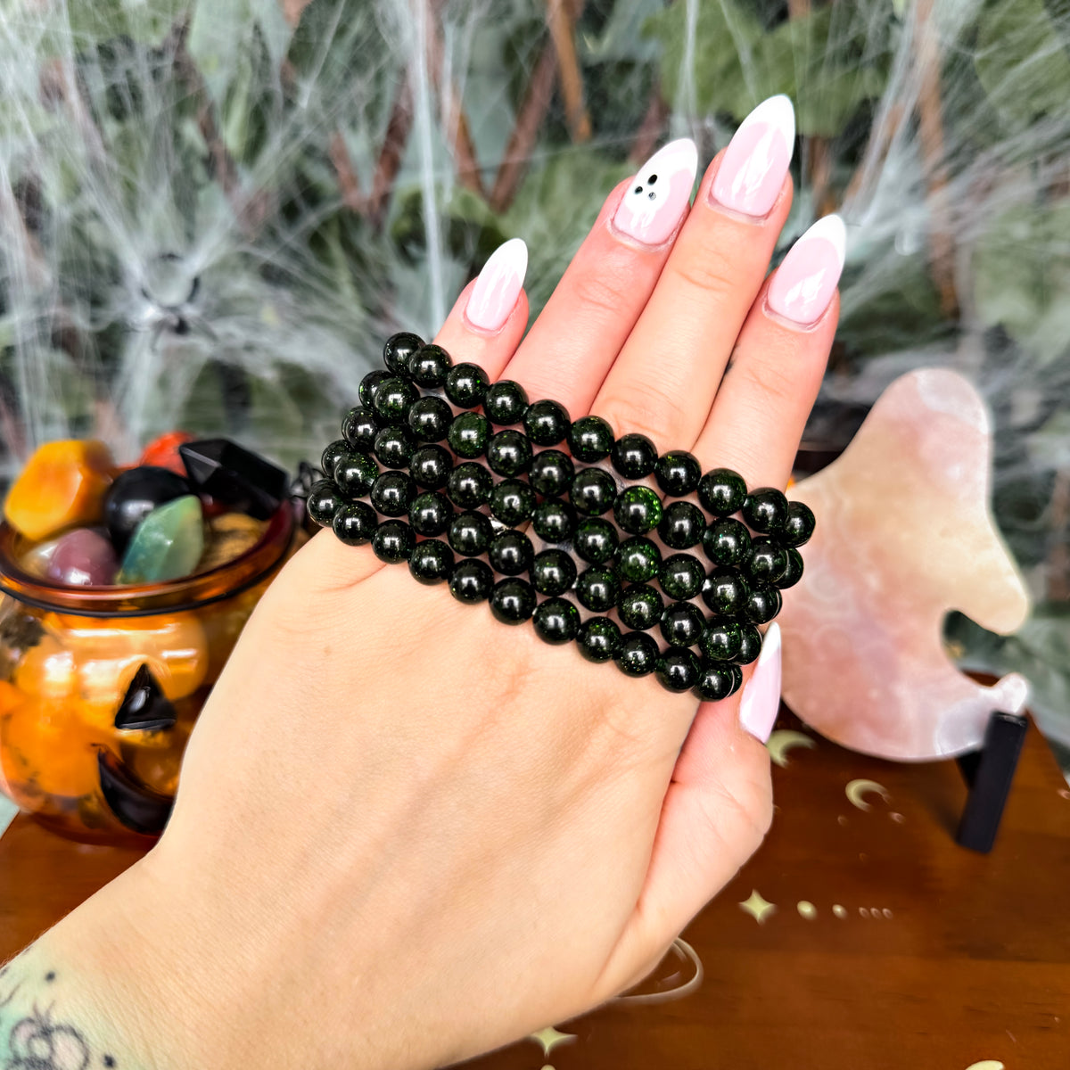 Green Sandstone 8mm Bracelet, Emotional Blockages, Creativity Stone
