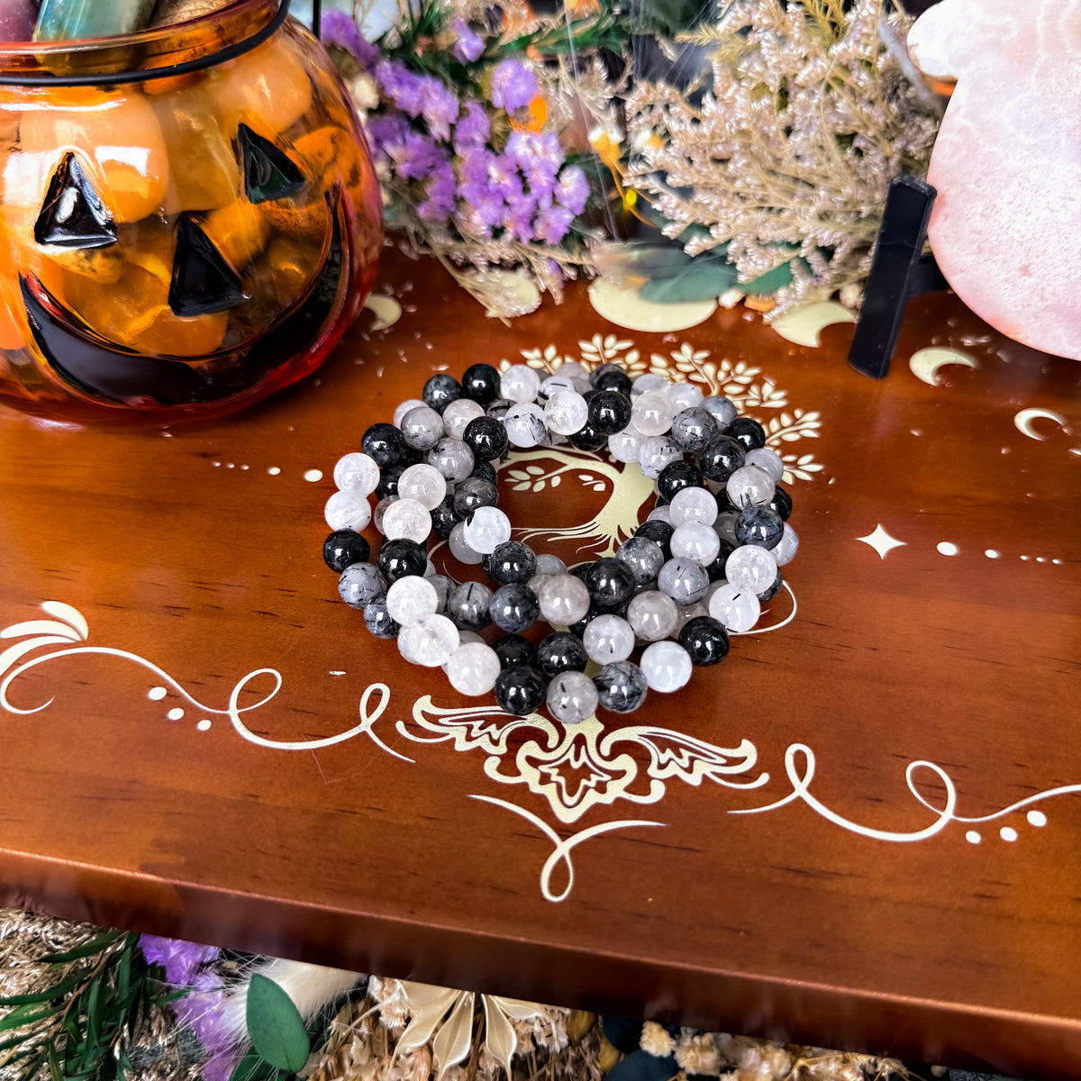 Tourmalated Quartz 8mm Bracelet, Grounding & Protection Crystal