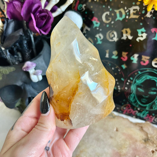 Golden Healer Quartz Flame, High Vibrating, Manifestation Crystal