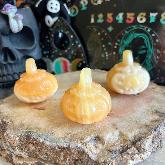 Orange Calcite Jack-O-Lantern, Joy & Happiness, Emotional Balance