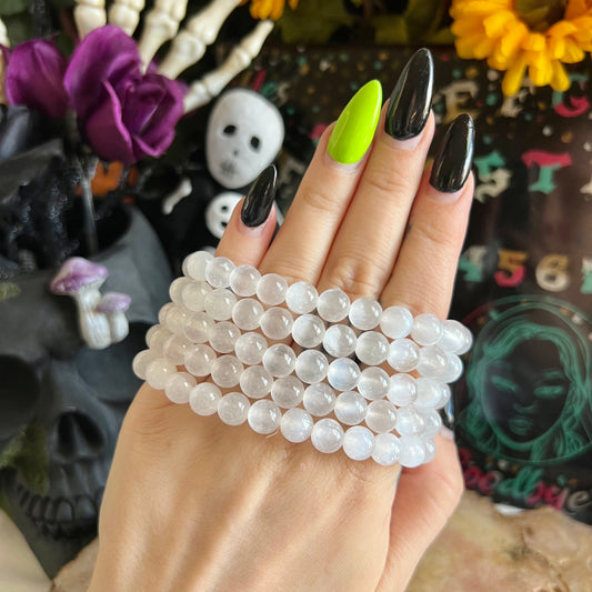 Selenite 8mm Bracelet, Powerful Healing & Cleansing