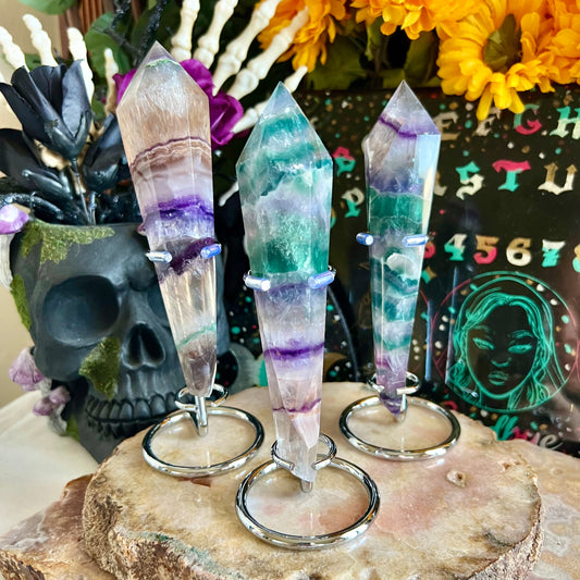 Rainbow Fluorite Wand, Detoxing & Negativity Stone