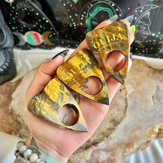 Highest Quality Custom Tigers Eye Ouija Planchette, Strength & Protection Stone