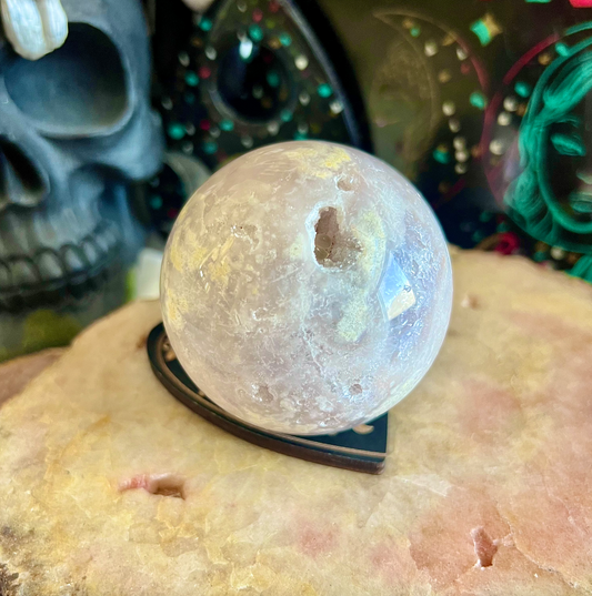 Druzy Lavender Flower Agate Sphere, New Beginnings & Transformation Stone